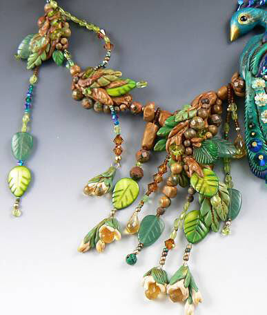 Clay and glass beads on beading wire